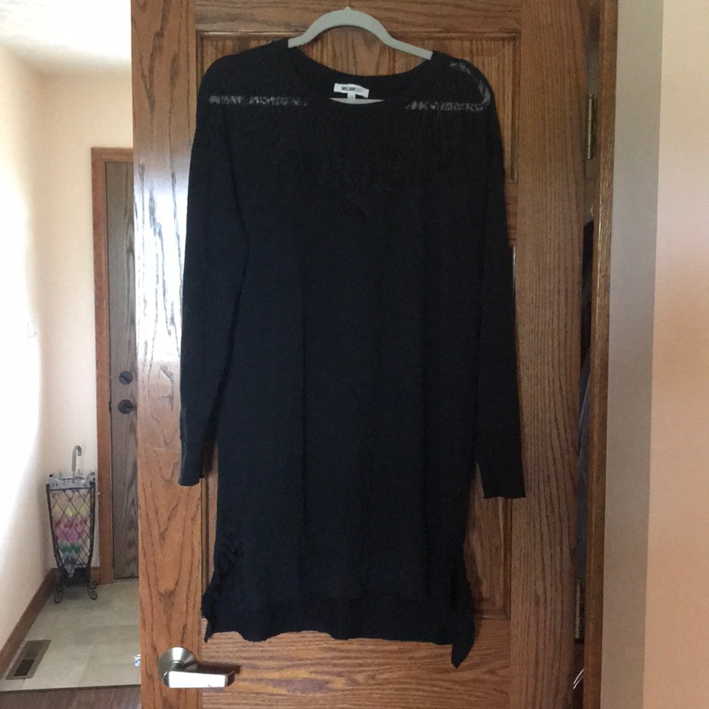 Black Lace Detail Sweater Dress
